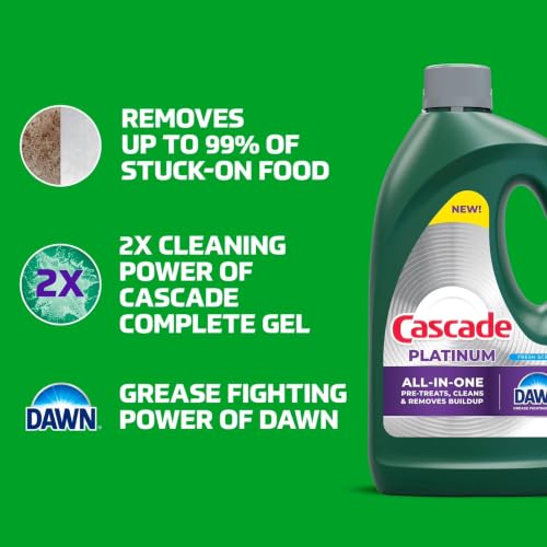 Image of Cascade Platinum Dishwashing Liquid Gel - Fresh Scent, 125 oz. (2 Pack)