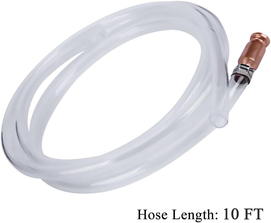 Shaker Siphon Hose for Fuel Transfer Pump 1/2'' Copper Valve Syphon Hose Gas Siphon Pump for Gasoline, Oil, Diesel, Water, Liquid Self Priming Shaker Siphon Hand Pump Tube (10 feet)