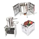 Hemobllo Barbecue Portable Acier Inoxydable Pliant Mini Réchaud Bois Camping Randonnée E...