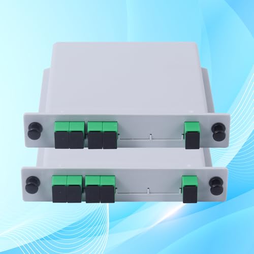 Xunsomten - 2 pc SC/APC 1x4 PLC Fiber Optic Splitter, 1 to 4 SC APC Cassette Card Inserting Optic Fiber Splitter for Home Wiring, Distribution Box, Network Rooms, LAN