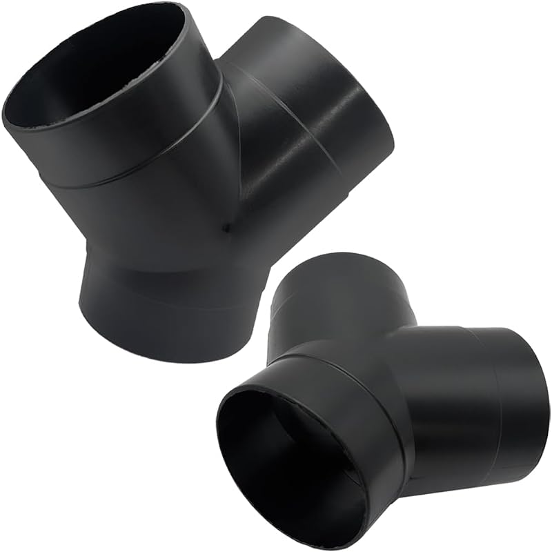 Conector Y para Duto de Ar do Aquecedor AIMCOCO 75 mm em Plástico Preto – 2 unidades