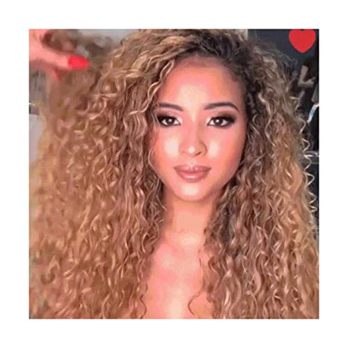 Perucas Peruca Longa Ondulada Ombre Loiro Para Mulheres Perucas Sintéticas Cabelo Encaracolado Parte