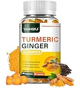 Turmeric and Ginger Gummies for Adults &amp; Kids with Black Pepper Extract - 500 mg of Turmeric Curc...