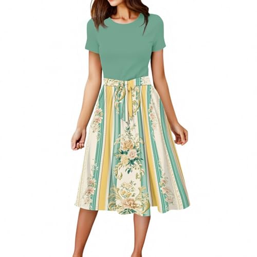 Generisch Kleid lang jerseykleid Damen Sommer Grün L