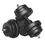 SONGMICS Kit Haltères Musculation, 2 x 10 kg, Poids Réglable, Revêtement en Plastique, Fit...