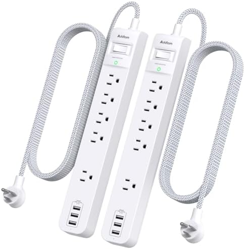 2 Pack 9.8FT Power Strip Surge Protector, 5 Outlets with 3 USB Ports image 3