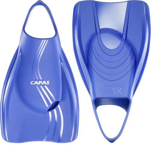 CAPAS Pro Swim Training Fins with Mesh Bag, Silicone Short Professional Swimming Fins, Left-Right...