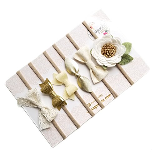 Baby bows and headbands, Soft nylon, newborn to toddler, Flower hair accessories, Variety Pack, MADE IN USA4