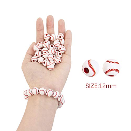 Auear, 100 Pack Baseball Beads 12Mm Sport Beads For Jewelry Making Necklace Bracelet Craft Decoration Accessories #TOP2