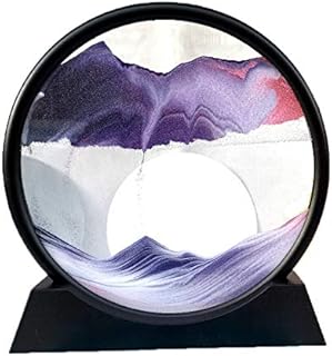 Flowing Sand Painting Moving Sand Round Glass 3D Deep Sea Sand Painting Artistic Landscape for Home Ornament Desktop Art Bookshelves Decoration(Purple,12 Inches)