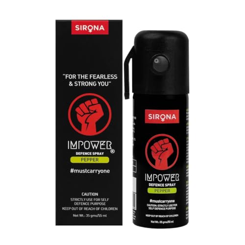 IMPOWER Self Defence Pepper Spray Green Chilli for Woman Safety - 55 ML (Pack of 1) | Pocket Size Long Range of 12ft | Pepper Spray, Very Strong, Prot