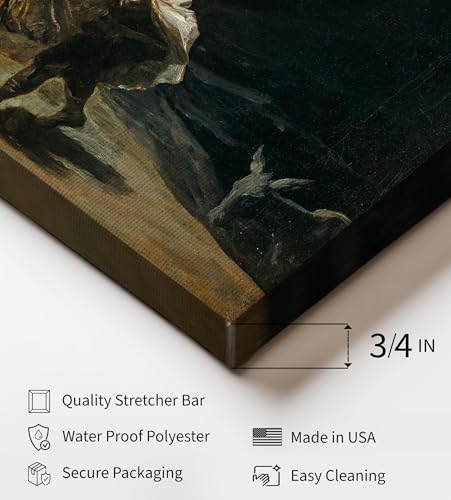 Image of Poster Master Vintage Witchcraft Canvas - Witches' Flight Painting Print - Occult & Magical Ritual Art - Gift for Men, Women - Gothic Wall Decor for Bedroom, Living Room - Available in 8x10 to 30x40