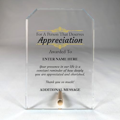 Personalized UV Printed Thank You Award - UV Printed Design - Thank You - Add Your Own Text - Includes Gift Box - Thank You Award (Clear Clipped Corners Rectangle Crystal Edge Glass)