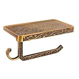 Gurtt Vintage Papierhandtuchhalter mit Handyablage für Badezimmer, Wandmontage, rostfreies Aluminium, Papierhandtuchhalter (Messing)