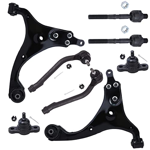 Image of Detroit Axle - 2.0L Front Lower Control Arms Kit for 2009-2012 Hyundai Elantra 2010 2011, 2 Lower Control Arms, 2 Lower Ball Joints, 4 Inner & Outer Tie Rods Replacement