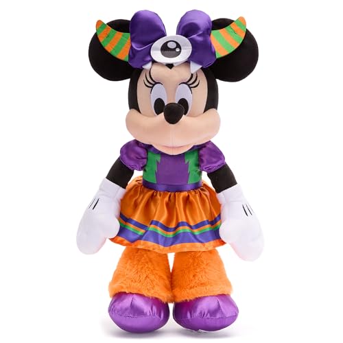 Disney Store Official Minnie Mouse Halloween Plush - Disney Halloween Stuffed Animal with Embroidered Features Detailed Plush Sculpting Satin Print Dress Bow Felt Teeth and Cyclops Eye
