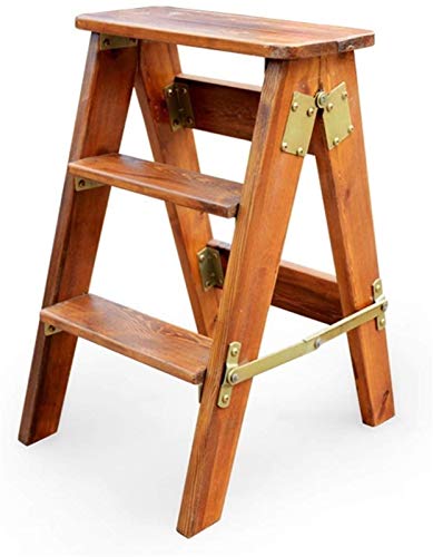 Escabeau portable tabouret échelle en bois massif double usage - 2