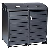 Zelsius Mülltonnenbox 2er Mülltonne mit abgerundetem Deckel | 120-240 Liter | Anthrazit RAL7016 | inkl. Erweiterungsmöglichkeiten | Mülltonnenhäusschen, Mülleimerboxen, 2 Tonnen, Aufbewahrungsbox