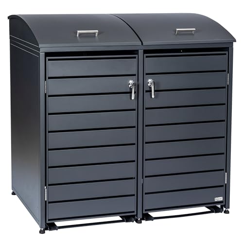 Zelsius Mülltonnenbox 2er Mülltonne mit abgerundetem Deckel | 120-240 Liter | Anthrazit RAL7016 |...