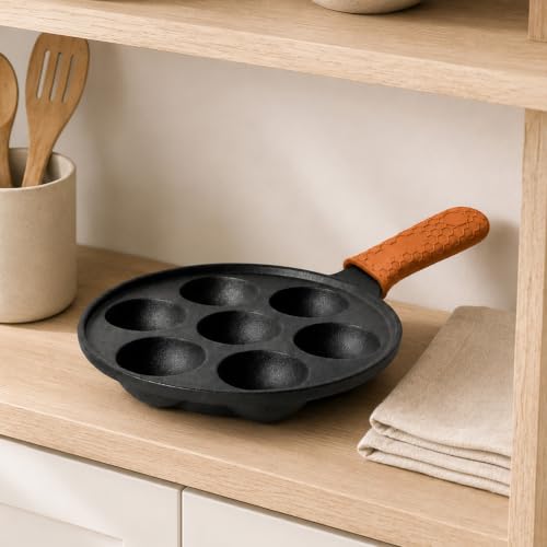 Image of HomeEssentials Cast Iron Appam Pan, Appe, Paniyaram Maker (7 Pits Appam Pan)