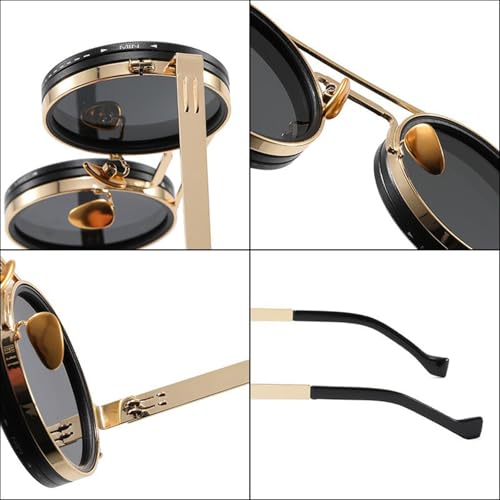 Men's Adjustable Tint Polarized Sunglasses 1-9 Stepless ND Lens, UV400 Protection, Round Frame for Driving, Cycling, Beach4