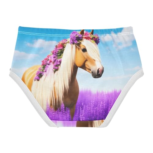 Realistic Horse Purple Field Little Girl Panties Girls Underwear Toddler Cotton Stylish Kids Undies Briefs 2t2