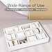 Polmart Stackable 12-Grid Jewelry Tray with Pillow, White Leatherette (2-Pack)