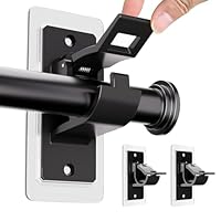 BelleVive 2er-Pack Gardinenstangenhalterungen ohne Bohren, Selbstklebende Gardinenstangenhalter aus PET, nagelfreie Gardinenstangenhaken für Badezimmer und Wohnzimmer, Schwarz