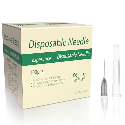 Image of 100 Pack 27Ga 1 /2 Inch Sterile Disposable Injection Needle with Cap for Scientific and Industrial Lab Dispensing Needl Accessories (27Ga)
