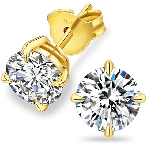 KRKC 0.6-3ct Moissanite Stud Earrings, D Color VVS1 Clarity, Lab Created Diamond Stud Earring for Women, 14K White Gold S925 Sterling Silver Earrings Friction Back for Women Men, Hypoallergenic Cover