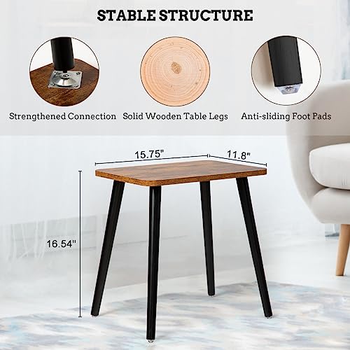 Image of FORAOFUR Side Table, Rectangular Wooden Small End Table, Small Accent Table for Living Room, Bedroom and Balcony, Modern Side Tables for Spaces Home Decor, Easy Assembly | Wooden legs with modern rectangular design, fits living /bedroom, compact, quick assembly with hardware