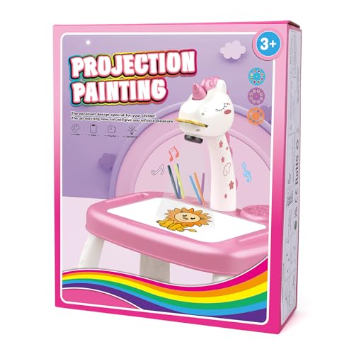 Unicornios Para Niñas Proyector Dibujos Para Niños con 72 Motivos Regalo Niña 3 4 5 6 Años Juguetes Niños Juguetes Juegos con Lápices de Colores,Álbum de Recortes,Libro de Pegatinas,Pegatinas,Sello