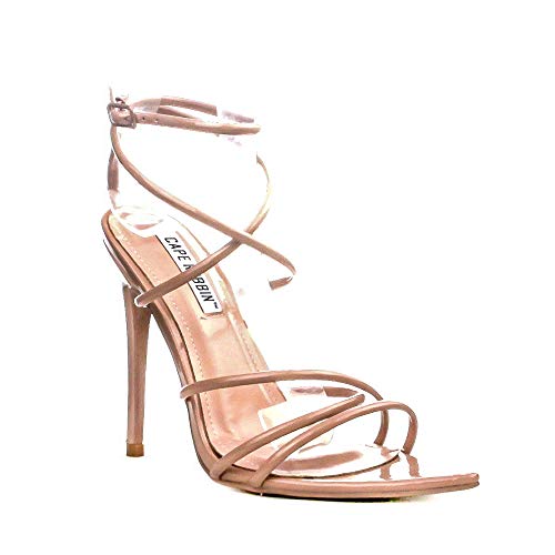 Cape Robbin Ada Sexy Stiletto High Heels for Women, Strappy Pointed Open Toe Shoes Heels - Nude Size 62