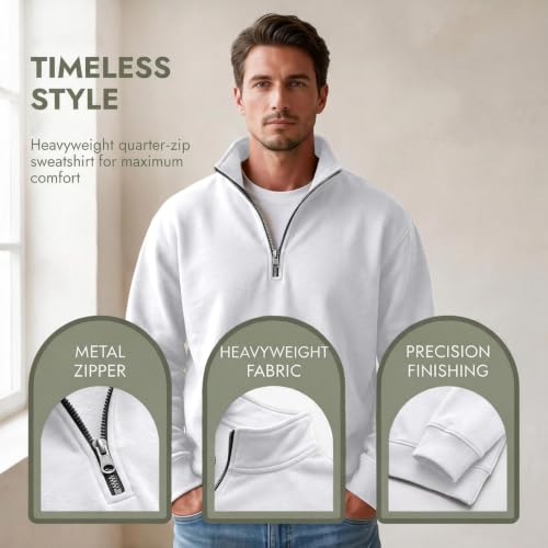 Fleece Sweatshirt Men Fleece Lined Quarter Zip 1/4 Zip Pullover Sweat Shirt - image 8