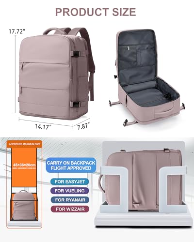 Image of coowoz Large Travel Backpack Carry On for Women Man Waterproof Gym Backpacks with Laptop Compartment Mochila de Viaje Teacher Personal Item Backpack Rucksack Airplane Accessories Must Haves Lotus Pink