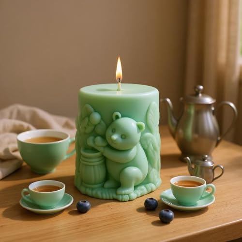 Image of Teddy Honey Pot Candle & Moonlit Jasmine Car Hanging Diffuser - Home Decor & Car Fragrance Combo