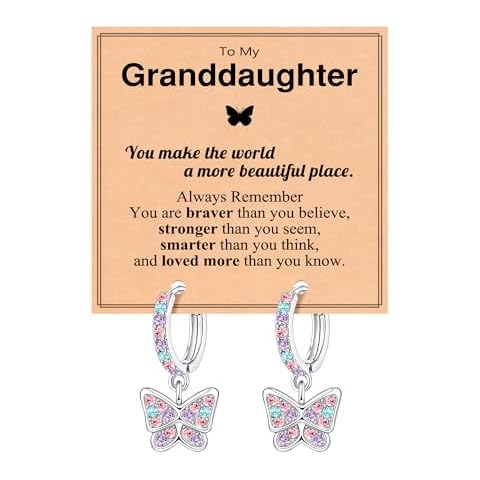 BxkSky Valentines Day Gifts for Kids Jewelry Hypoallergenic Butterfly Hoop Huggie Earrings Cover