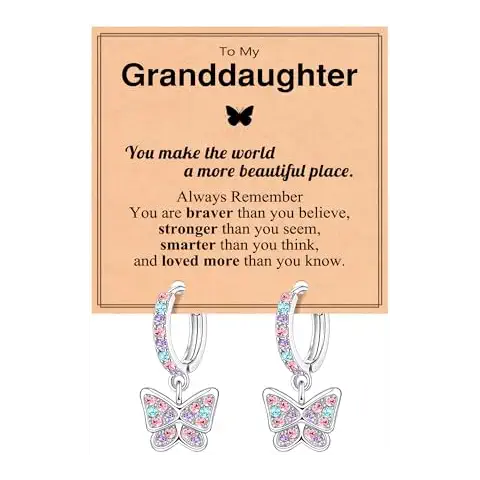 BxkSky Valentines Day Gifts for Kids Jewelry Hypoallergenic Butterfly Hoop Huggie Earrings Cover
