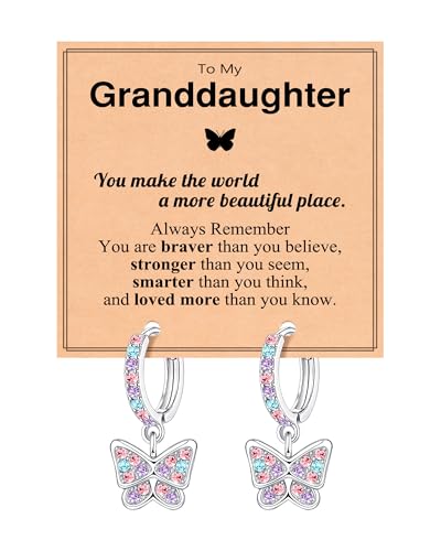 Hypoallergenic Butterfly Hoop Earrings for Girls - Birthday Christmas Back to School Graduation Gifts