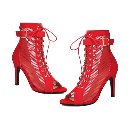 Image of UTIKLIOU Women's Mesh Sandals Peep Toe High Top Sandals Lace Up Summer Boots Buckle Strap Party Sexy Pump Shoes Open toe