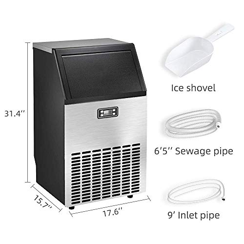 Joy Pebble Commercial Ice Maker Machine,4,400Pcs/100Lbs/24H, 45 Cubes/Cycle,Ice Size Control,24H Timer,Freestanding Ice Maker Under Counter, Ideal For Restaurants, Bars, Homes And Offices #TOP6