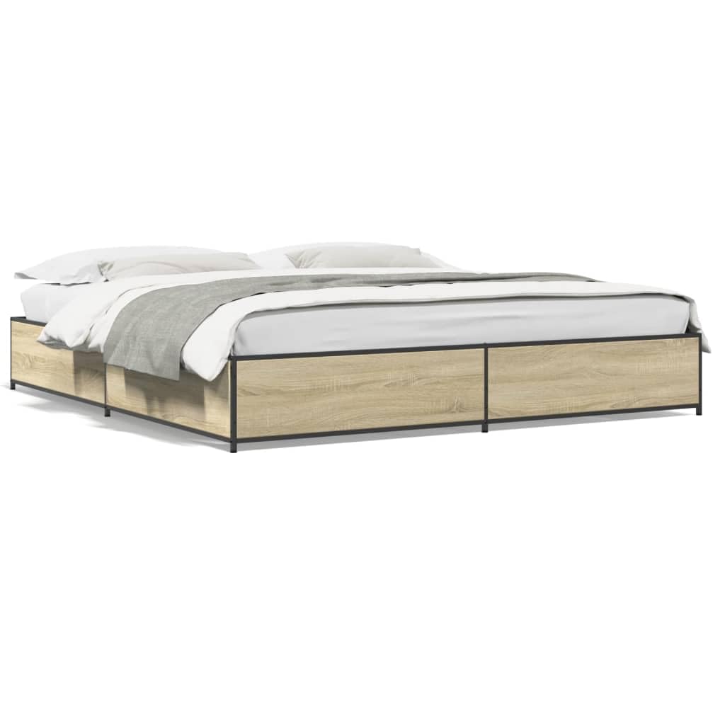 Legno Multistrato Stabile Gambe Metallo Rovere Sonoma 200x200 cm