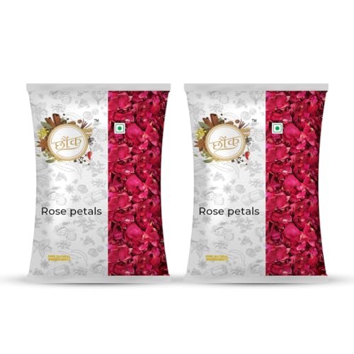 Image of Chounk Premium Sun Rose Petal Dried - 200g (100g x 2) | Dried Roses Petals Edible for Skin Care, Herbal Tea, Decoration on Foods | Dry Roses Petal Edible Toppings for Indian Sweets | Gulab Patti dry