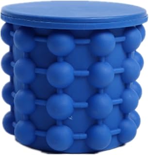 TopHomer Ice Cube Mold Trays Silicone Ice Bucket Cube Maker Round Portable with Lid Blue for Frozen Whiskey Beverages Cocktail(1 pack)