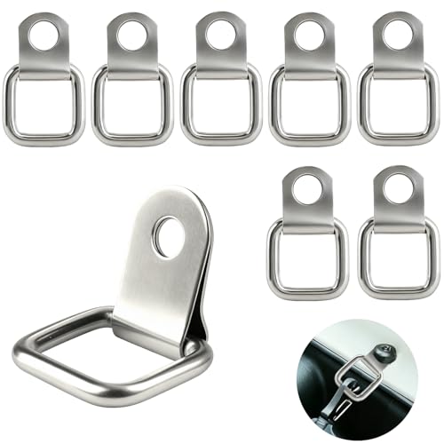 FIGCY 8 Pcs D-Ring Tie Down Anchors Made of Stainless Steel, Heavy Duty Tie Down Hooks for Trailers, for Load Securing on Trucks, Boats, Cars, Kayaks