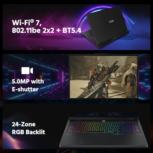 Legion Pro 5i 16" WQXGA OLED 165Hz AI-Powered Gaming Laptop, Intel 20-Core Ultra 7 255HX, GeForce RTX 5060 GDDR7, 16GB DDR5, 1TB SSD, RGB retroilluminata, Win 11 Pro, Nero, 1TB Docking - Notebook - Immagine 6