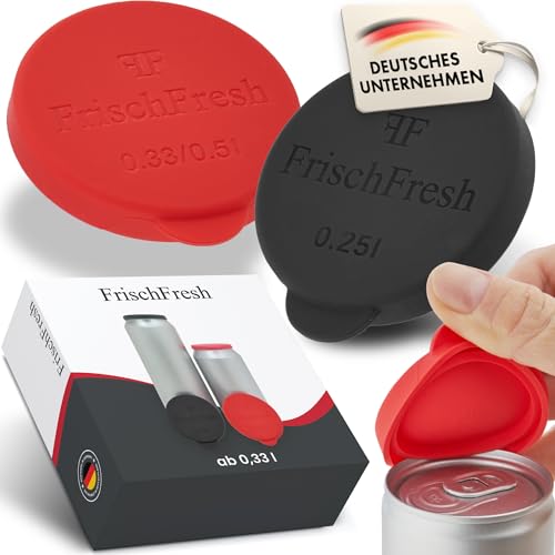 FRISCHFRESH 2 Stück, 0,33l-0,5l+, Schwarz-Rot, Getränkedosen Verschluss für Strand, Garten, Festival, Auto, Dosen Verschluss, Getränkedosen Deckel, Dosen Deckel, Dosendeckel Getränkedose, ohne BPA