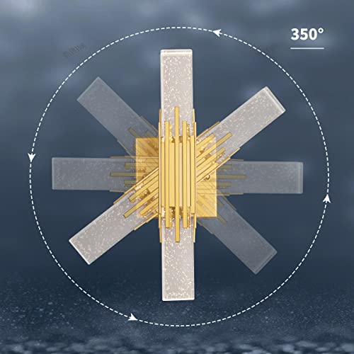 Hj.luyo Crystal Wall Sconces Set Of Two Gold Led Wall Light Fixtures With Bubble Crystal Wall Lamps Modern Crystal Vanity Sconces 4000K For Badroom Bathroom Living Room #TOP2