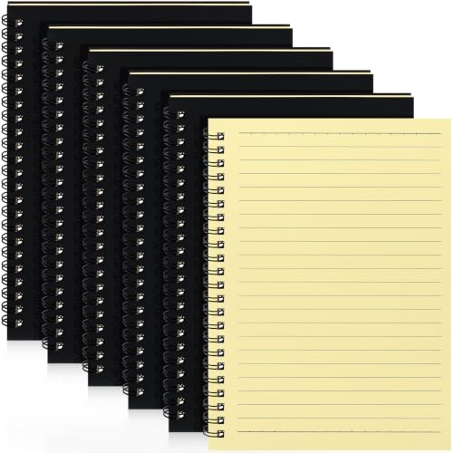 Image of Yahenda 6 Pcs Spiral Notebooks,1 Subject,Wide Ruled, Yellow Inner Pages