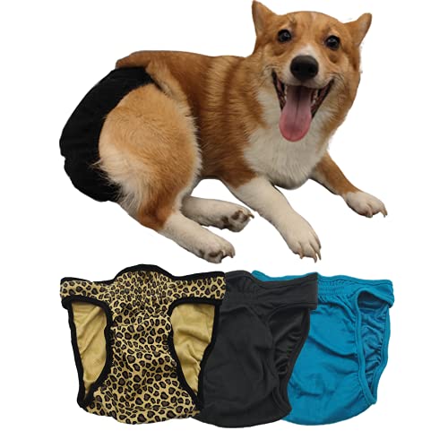 TOPSOSO Pañales Lavables para Perros, machos y Hembras (Paquete de 3) Pañales Reutilizables sin Fugas para Mascotas, Muy absorbentes y cómodos Pañales de Bulldog Francés Envoltura de pañales (XL)